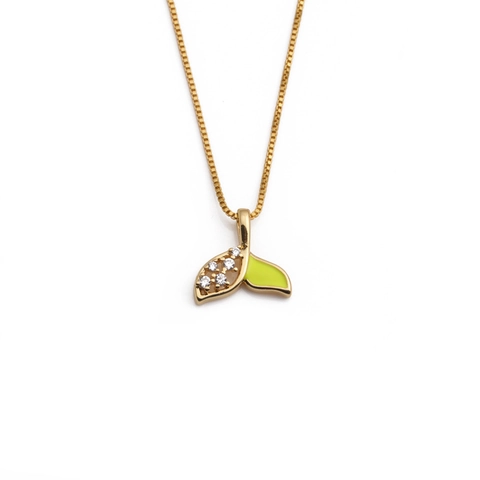 Copper Whale Tail Pendant Necklace Zircon Enamel Mermaid Tail Jewelry Fashion Gift For Women