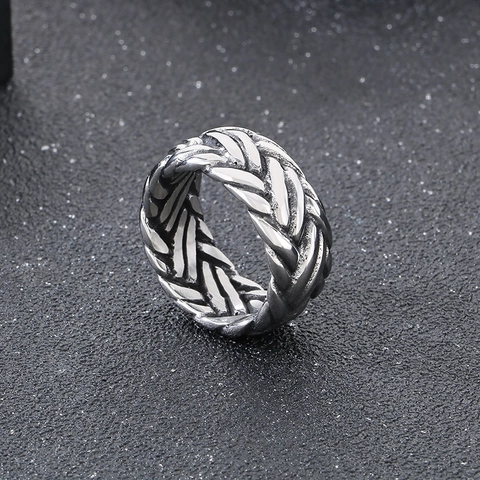 Anillo Trenzado De Acero Inoxidable Joyería Estilo Retro Punk Para Hombres