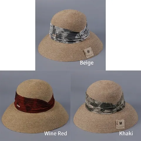 Chapeau De Soleil En Paille Cloche À Bord Large Style Élégant Audrey Hepburn Pour Femmes Paille De Papier Respirant Pliable Vacances Plage