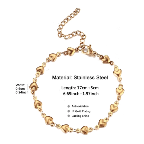 Minimalist Stainless Steel Heart Link Bracelet For Women Fashion Jewelry With Adjustable Extension Chain