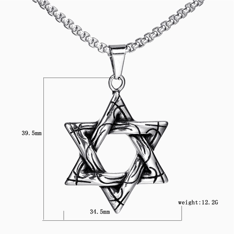 Ciondolo Esagramma Stella Di David In Acciaio Inossidabile Vintage Da Uomo Gioielli Geometrici Di Moda Solo Ciondolo Oro Acciaio