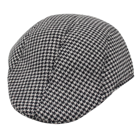 Coppola Vintage Pied-De-Poule Misto Cotone Texture Tweed Retro Britannico Ivy Newsboy Per Uomo Donna Accessorio Classico