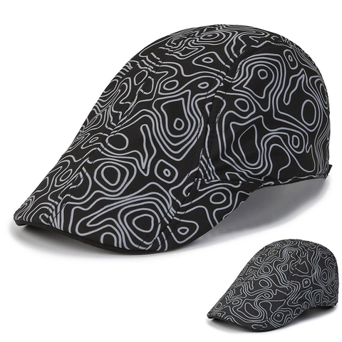 Gorra Plana Hombre Vintage Algodón Patrón Topográfico Ajustable Ivy Newsboy Sombrero Retro Cálido Gorra Casual