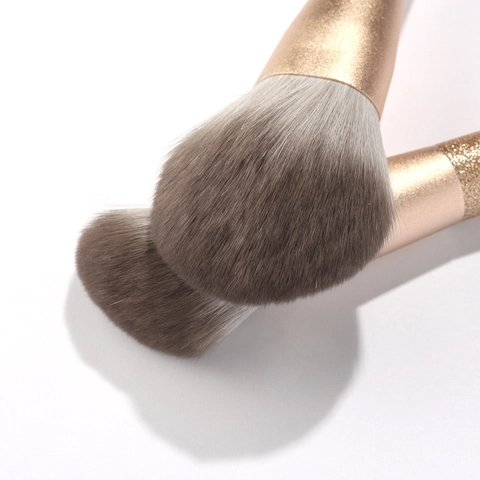 Pennelli Da Trucco Setole In Fibra Sintetica Manici In Legno Sfumato Glitter Oro Champagne Viso Occhi Sfumatura