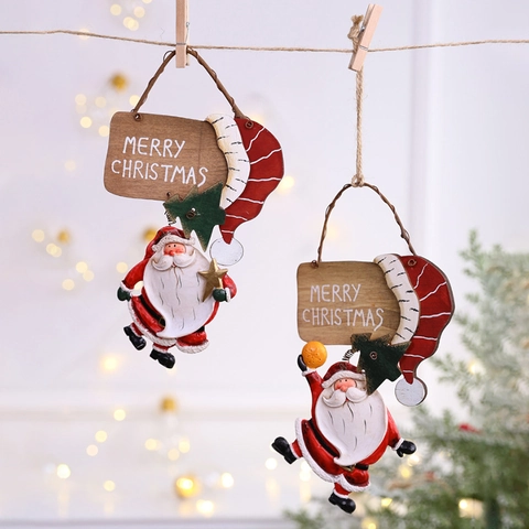 Ornamento Appeso Natale Resina Babbo Natale Pupazzo Di Neve Merry Christmas Segno Albero Decorazione Pendente