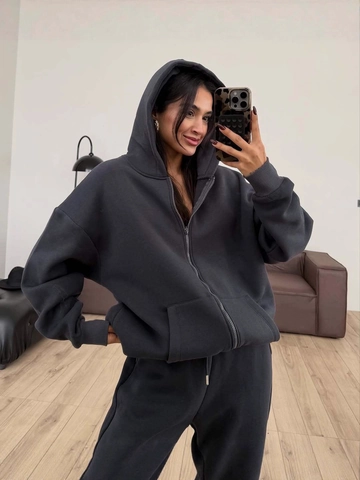 Oversized Trainingspak Voor Dames Met Hoodie Met Rits En Joggingbroek Effen Kleur Dik Fleece Winter Warm Casual