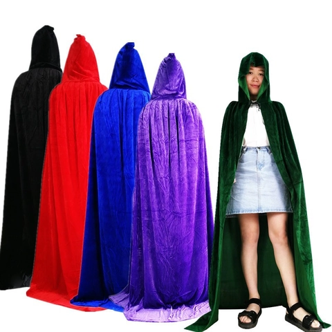 Cape À Capuche En Velours Pour Halloween Longue Cape Pour Fête De Cosplay Costume Sorcière Vampire Pour Adultes Enfants