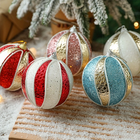 Palline Di Natale Glitterate Schiuma Corda Intrecciata Ornamenti Appesi Per Decorazione Albero Di Natale Festa