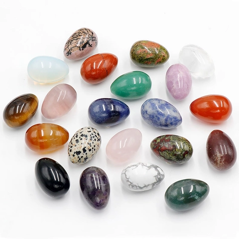 Natural Crystal Agate Gemstone Egg Shaped Polished Stones For Easter Decor Reiki Healing Home Ornament