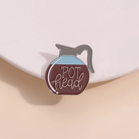 Kaffeekanne Emaille Anstecknadel Zinklegierung POT Head Schriftzug Brosche Für Kleidung Rucksack Minimalistischer Schmuck