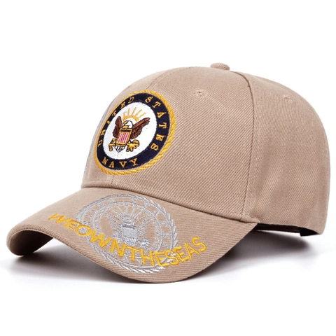 United States Navy Embroidered Baseball Cap Cotton Twill Military Tactical Sun Hat Adjustable For Men Women Khaki