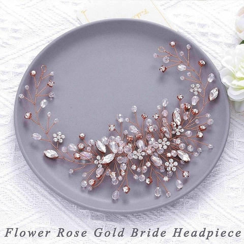 Vite Di Capelli Da Sposa In Cristallo Strass Fatta A Mano Fascia Fiore Foglia Per Matrimonio Festa Banchetto Accessori