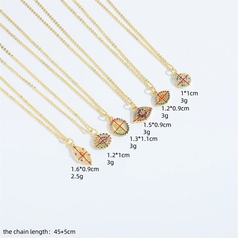 Evil Eye Jungfrau Maria Anhänger Halskette Kupfer Bunte Zirkonia Vergoldet Böhmischer Schmuck Für Damen