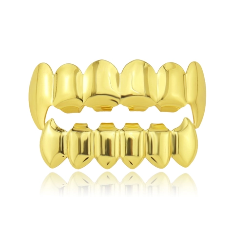 Hiphop Grillz Iced Out Strass Tanden Goud Zilver Verguld Koper Hoektanden Bovenste En Onderste Tanden Voor Mannen Vrouwen Feest Sieraden