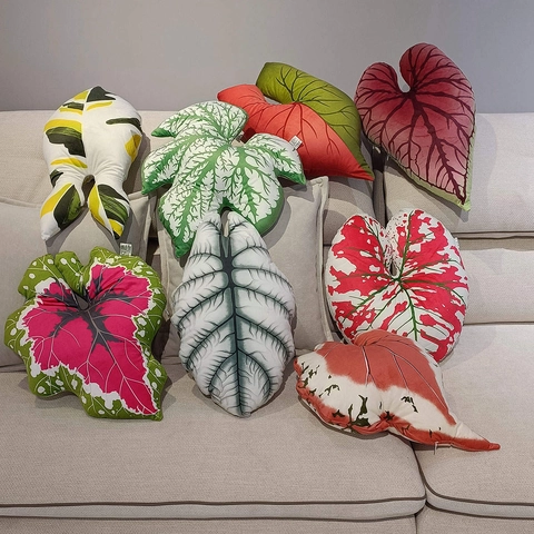 Bladvormig Kussen Creatieve Simulatie Plant Zacht Pluche Caladium Monstera Begonia Decoratief Kussen Voor Sofa Bed
