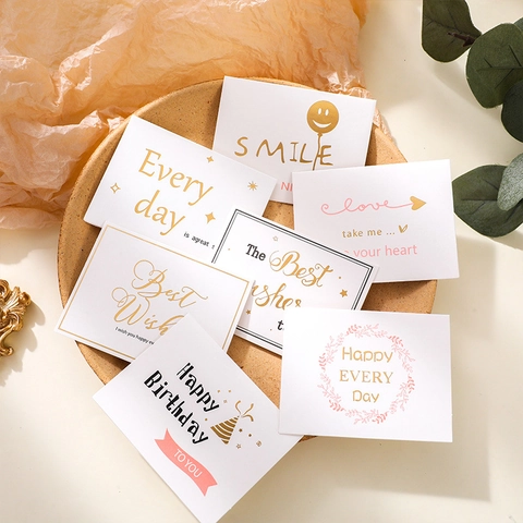 Biglietti d'Auguri Minimalisti Con Stampa in Foglia d'Oro E Buste Messaggio di Auguri per Compleanno Matrimonio Laurea Ringraziamento
