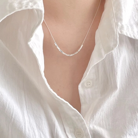 Minimalist 925 Sterling Silver Necklace Mini Geometric Square Block Tube Pendant Dainty Jewelry For Women