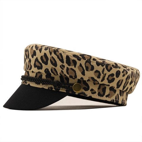 Berretto Newsboy Maculato Donna Misto Cotone Retro Baker Boy Hat Con Visiera Nera Corda Intrecciata