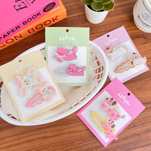 Cartoon Tier Haarklammern Acryl Entenschnabel Clips Mit Bandschleife Süße Süße Seitenpony Haaraccessoires Für Mädchen