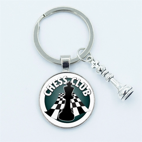 Schach Thema Schlüsselanhänger Zinklegierung Glas Kuppel Anhänger König Königin Springer Turm Design Tasche Auto Anhänger
