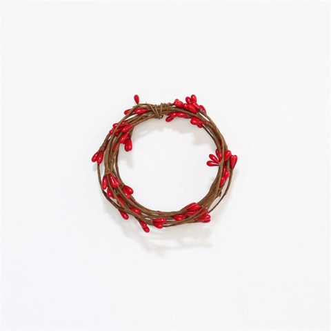 Artificial Red Berry Garland Simulation Vine Stone Powder Berries Iron Wire Stem For Christmas Wreath DIY Decor Rustic Style