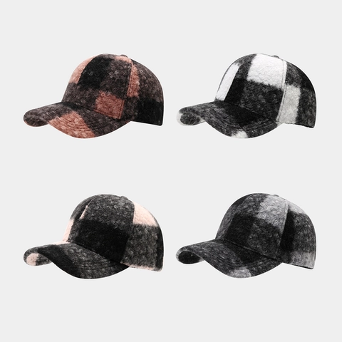 Baseball Cap Classic Plaid Sherpa Fleece Thickened Warm Windproof Outdoor Casual Patchwork Hat For Men And Women