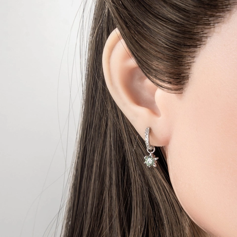 Star Pendant Hoop Earrings Copper Colorful Zircon Inlaid Niche Design Dainty Ear Buckle For Women Fashion Jewelry