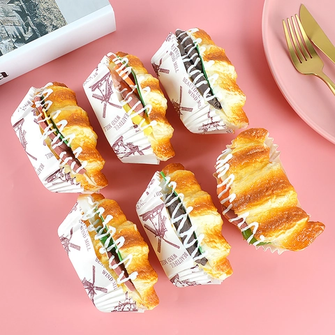 Realistisches Simulation Croissant Sandwich Lebensmittelmodell PU Künstliches Brot Fotografie Requisiten Küche Deko Squishy Spielzeug