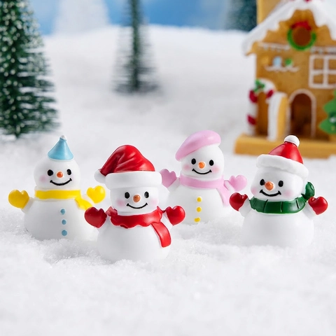 Harz Weihnachten Schneemann Miniatur Figuren Desktop Dekor Mikro Landschaft Cartoon Feiertag Ornament Haus Garten Dekoration