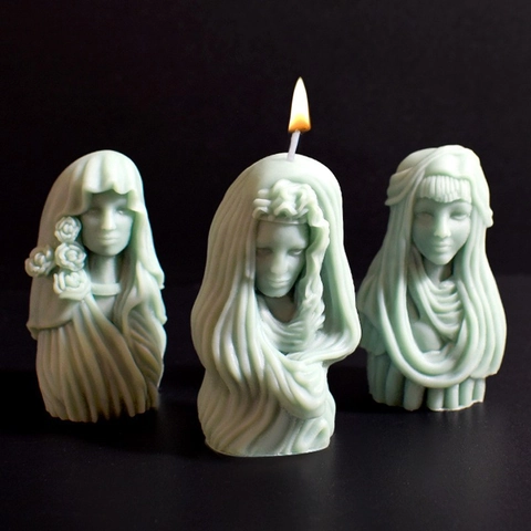 3D Arabisches Mädchen Büste Silikonform Verschleierte Dame Porträt Skulptur Für DIY Handgemachte Kerze Seife Gips Harz