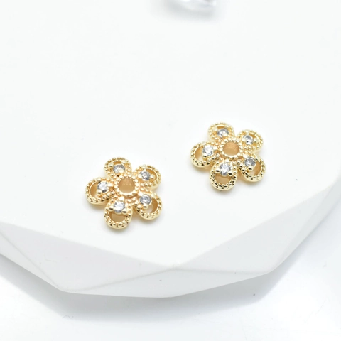 Capuchones De Flores Para Cuentas Cobre Chapado Oro Rinconera Hueca Para Fabricación Joyas DIY Collar