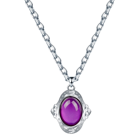 Vintage Palace Mood Necklace Stainless Steel Alloy Thermochromic Color Changing Oval Stone Jewelry For Women