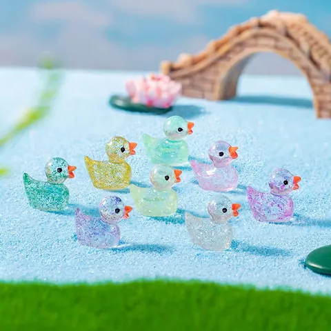 Miniatur Entenfiguren Glitzer Harz Kleines Tier Mikrolandschaft Schreibtisch Ornamente Bastelzubehör DIY Dekoration