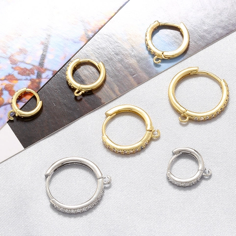 Copper Huggie Creolen Zirkonia Mit Aufhängeschlaufe Für DIY Schmuckherstellung Minimalistische Mode Damen
