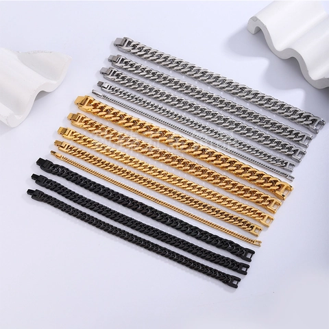 Cubaanse Schakelarmband Roestvrij Staal Hoogglans Gepolijst Hip Hop Streetwear Sieraden Voor Heren