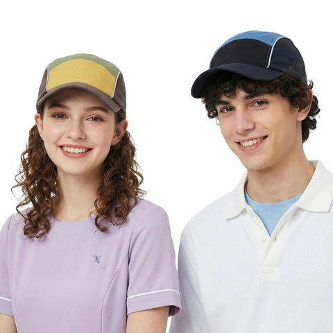 Unisex Five Panel Cotton Baseball Cap Color Block Outdoor Camper Hat With Reflective Piping Adjustable Strap Sun Protection