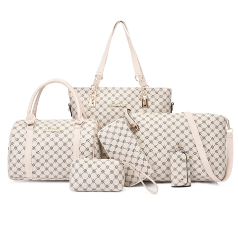 Women Handbags PVC Geometric Print Tote Boston Shoulder Bag Clutch Wallet Fashion Casual Versatile For Ladies