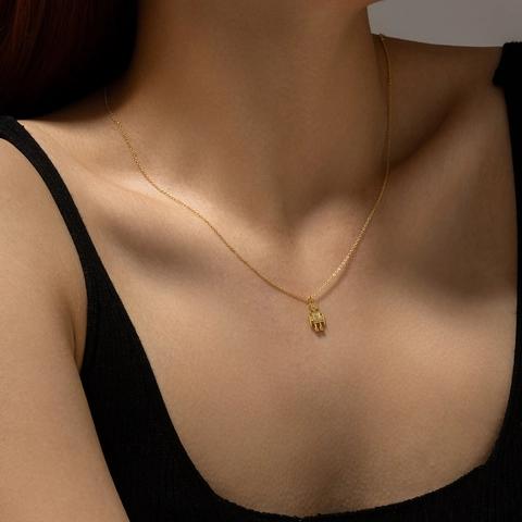 925 Sterling Silver Robot Pendant Necklace Rhinestone Inlaid Fashion Exquisite Jewelry Gift For Women Silver Gold Color
