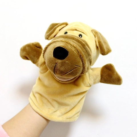 Carino Burattino a Mano Cane Giocattolo di Peluche Morbido Animale Bambola Imbottita Giocattolo Interattivo per Bambini Asilo