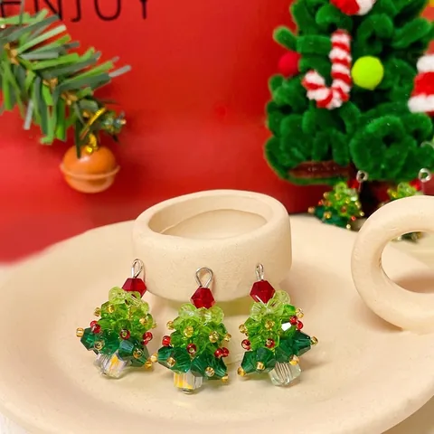 Handgeweven Kunstkristal Kerstboom Hanger Voor DIY Sieraden Maken Feestelijke Oorbellen Accessoires Kralen Decoraties