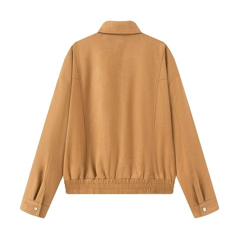 Dames Vintage Imitatieleer Motorjas Revers Ritszak Korte Mode Jas Voor Herfst Streetwear Effen Kleur Bovenkleding