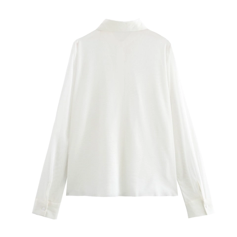 Chemisier Femme Élégant Manches Longues Blanc Maille Transparente Dentelle Chemise Col À Revers Boutonné Franges