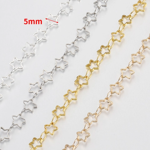 Hohle Stern Gliederkette Kupfer Material Für Schmuckherstellung DIY Halsketten Armbänder Zubehör Handwerk Metall Beschichtet