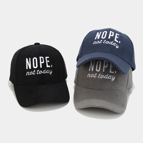 Nope Not Today Embroidery Baseball Cap Women Suede Brushed Cotton Curved Brim Adjustable Winter Hat Casual