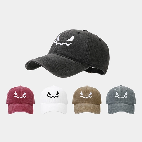 Casquette De Baseball Broderie Visage Citrouille Fantôme Halloween Coton Lavé Chapeau Réglable Pour Hommes Et Femmes