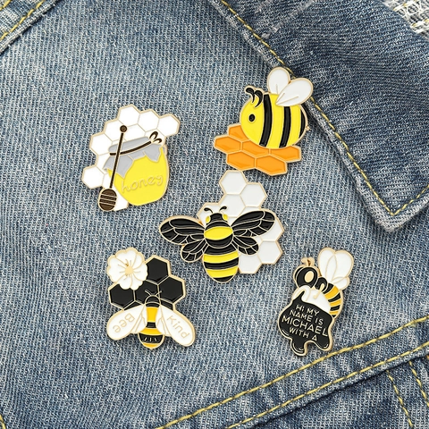 Süße Honigbiene Emaille Brosche Legierung Honigtopf Bee Kind Sonnenblume Abzeichen Für Kleidung Taschen Accessoires Dekoration Geschenk Für Kinder Damen