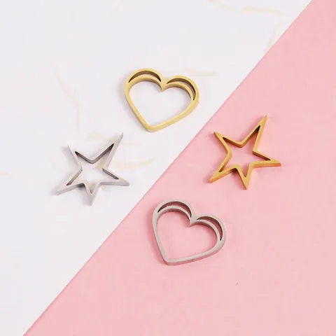 Dijes De Corazón Y Estrella Huecos Colgantes De Acero Inoxidable 304 Para Hacer Joyas DIY Accesorios De Moda