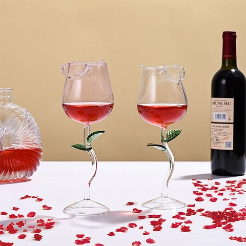 Verre À Vin Créatif En Forme De Rose Élégant Verre En Borosilicate Cadeau Romantique Pour Mariage Et Fête