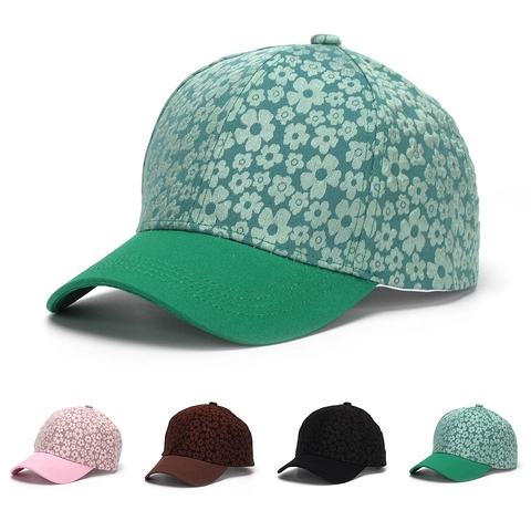 Floral Print Baseball Cap Für Damen Polyester Atmungsaktiv Sonnenschutz Outdoor Peaked Hat Mit Verstellbarer Metallschnalle