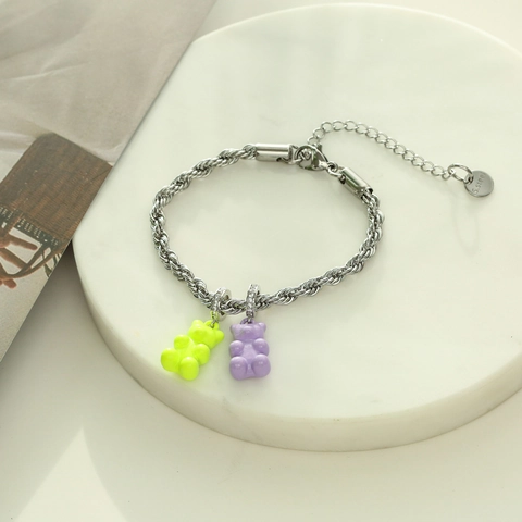 Breloques Ours En Résine Peinte Pendentifs Animaux Avec Boucle En Strass Pour Fabrication De Bijoux DIY Collier Bracelet